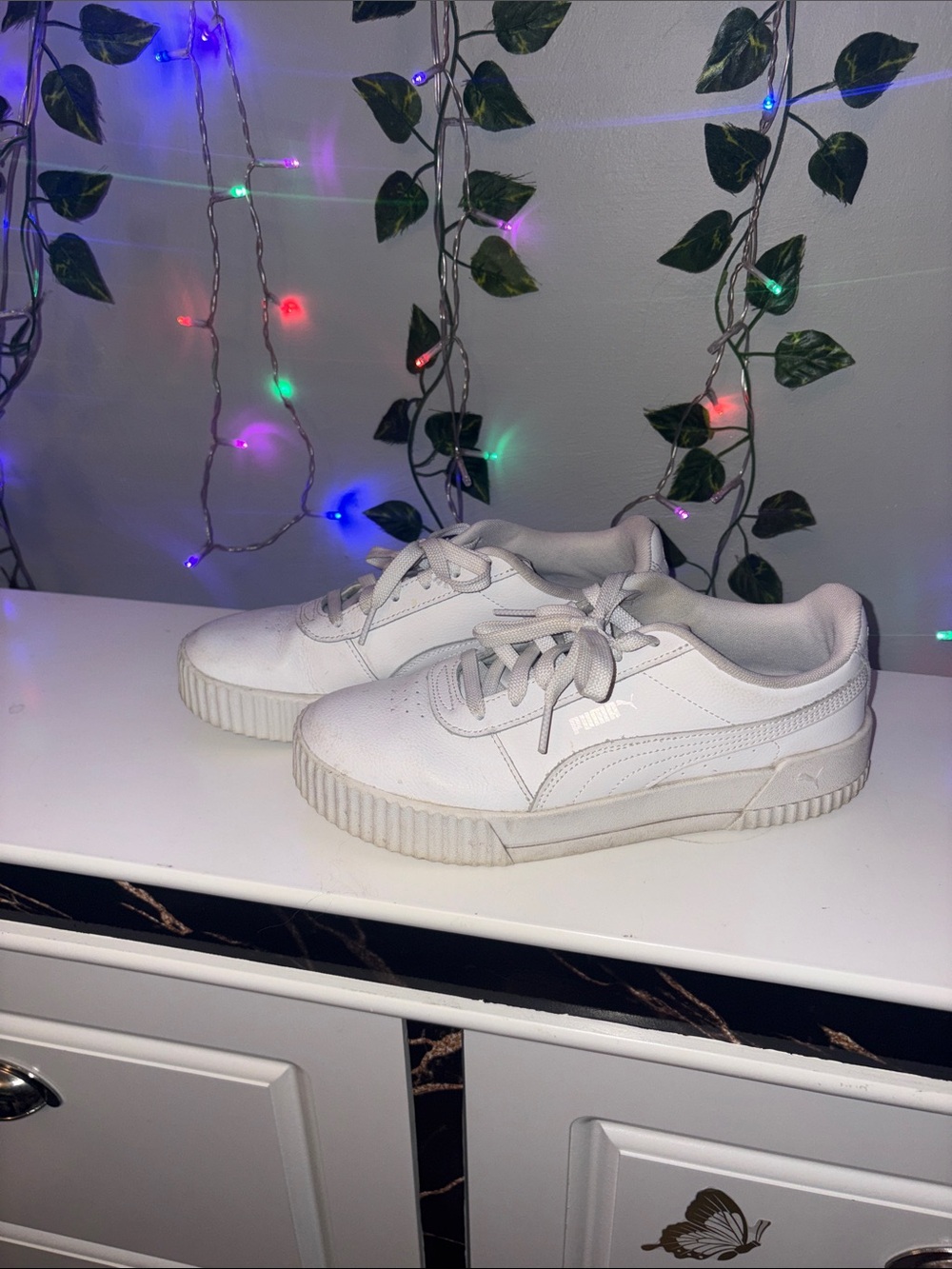 Puma White Low-Top Lace-Up Sneakers